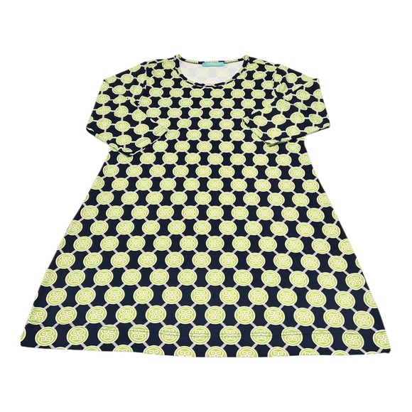 Anthony's XL Dress Geometric Print‎ Long Sleeve Navy Green White Career - Picture 7 of 14